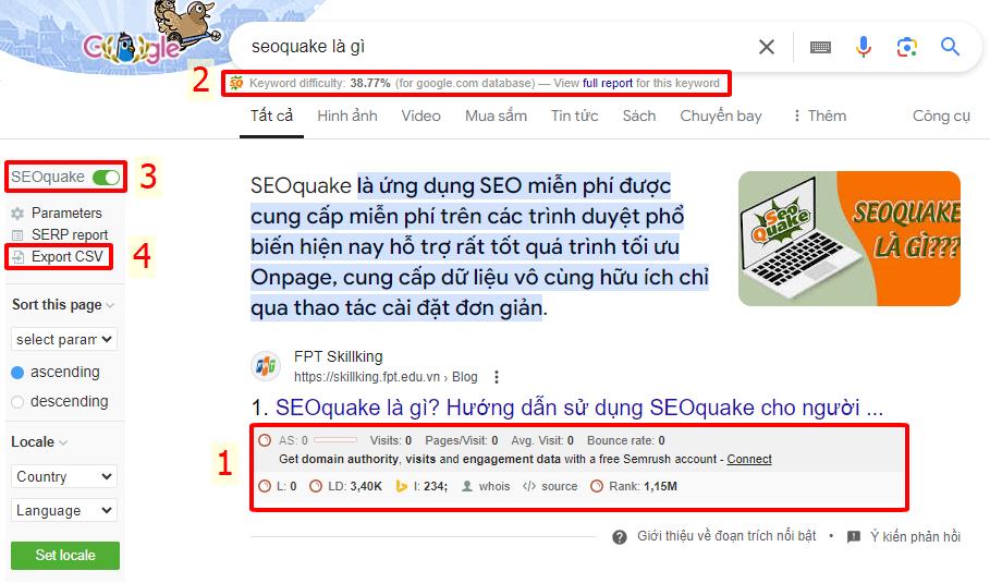 Các thông tin phân tích đối thủ trên SERP